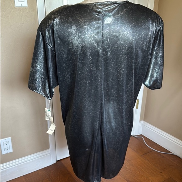 Vintage Gianna Women’s Black Silver metallic look Oversized Short Sleeve Top M - Picture 7 of 17